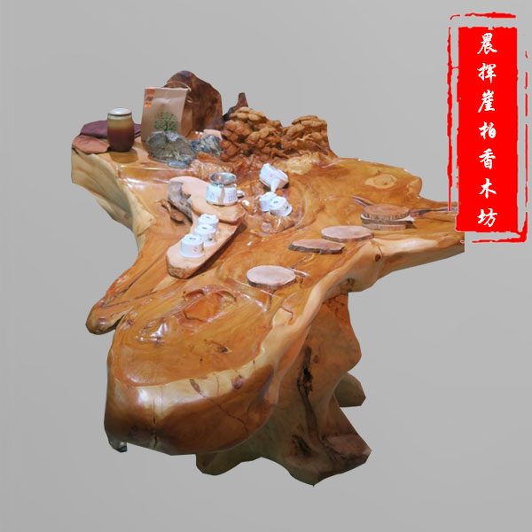 崖柏根雕茶几-1