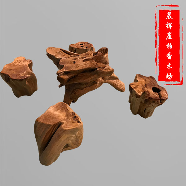 崖柏根雕茶几-8